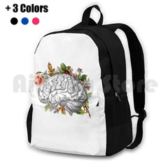 Brain With Flowers Outdoor Hiking Backpack Waterproof Camping Travel