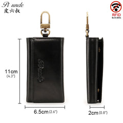 Men's Leather Key Case Zipper Wallet Car Key Holder