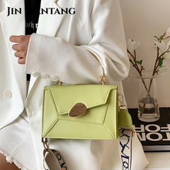 Women's PU Leather Crossbody Bag with Metal Short Handles