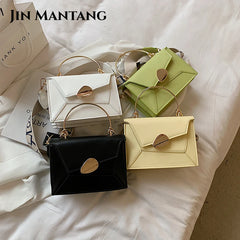 Women's PU Leather Crossbody Bag with Metal Short Handles