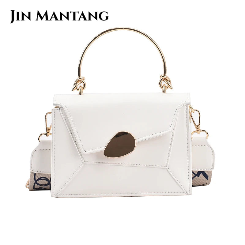 Women's PU Leather Crossbody Bag with Metal Short Handles