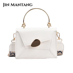 Women's PU Leather Crossbody Bag with Metal Short Handles