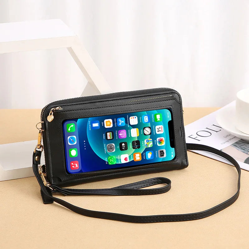 Small Leather Crossbody Cellphone Wallet Women's Shoulder Bag