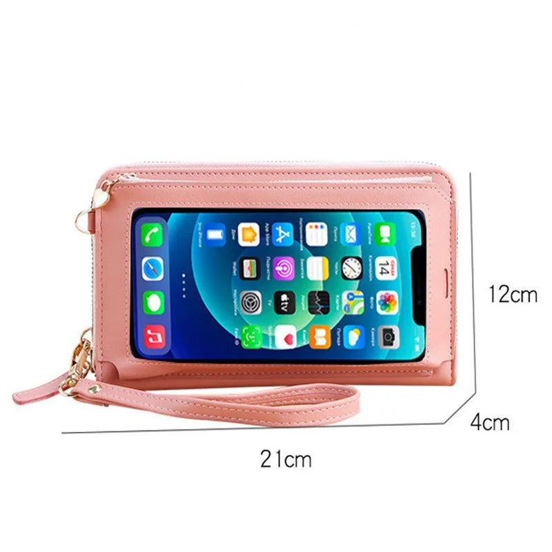 Small Leather Crossbody Cellphone Wallet Women's Shoulder Bag