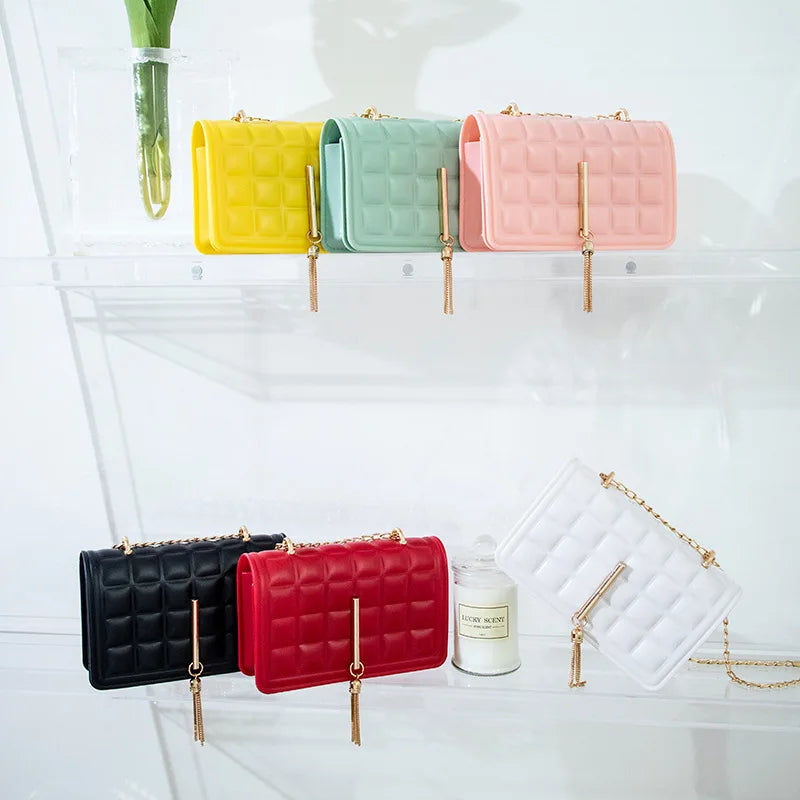 Ladies Square Jelly Shoulder Bag PVC Messenger Handbag
