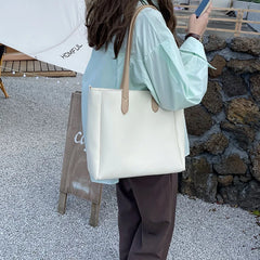 Large Capacity Bucket Shoulder Bag PU Leather Totes