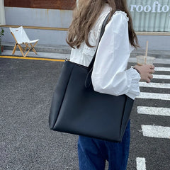 Large Capacity Bucket Shoulder Bag PU Leather Totes