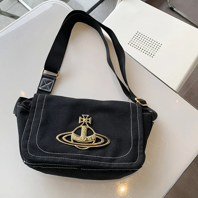 Women Vintage Canvas Shoulder Handbags Female Student Portable Messenger Bag