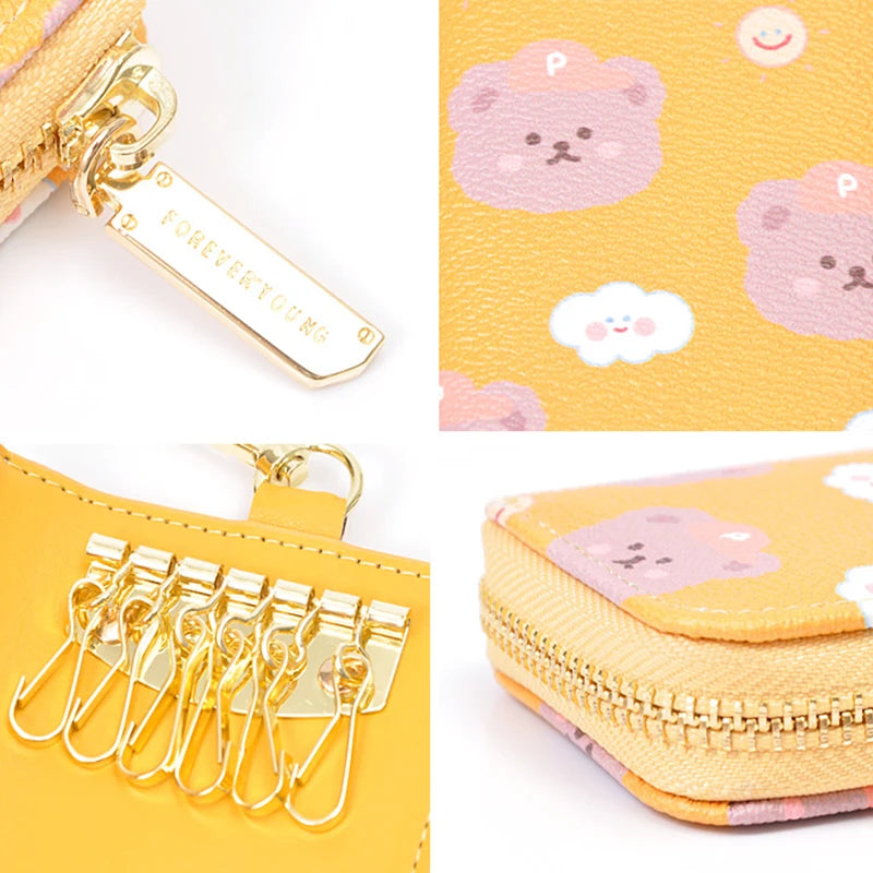 Animal Prints Key Bags Soft PU Leather Small Purses Women Mini Keychain Purse