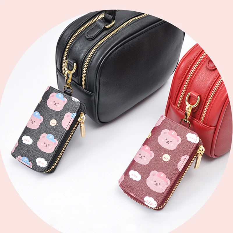 Animal Prints Key Bags Soft PU Leather Small Purses Women Mini Keychain Purse