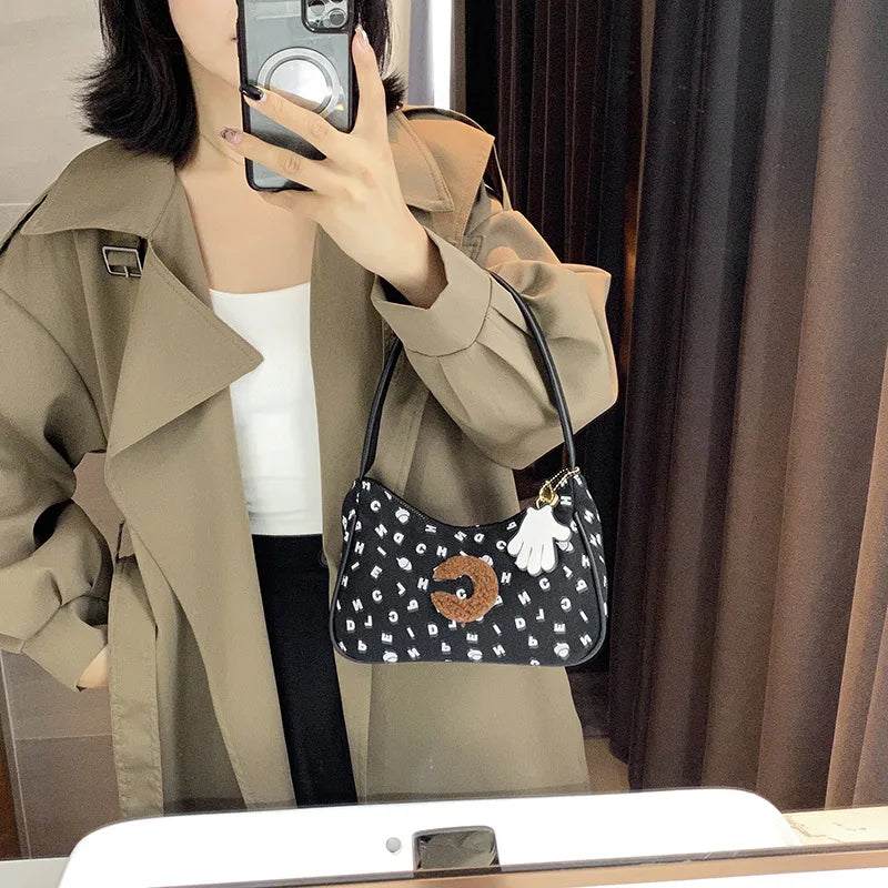 Canvas Half Moon Handbag for Women