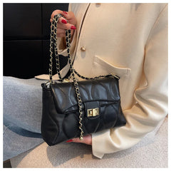 Floral Print Shoulder Bag Chain Lock Crossbody Small Square Handbag