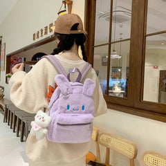 Fur Women's Backpack Shell School Bag Versatile Travel Bag