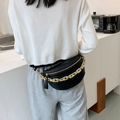 Women's Thick Chain Waist Bag Crossbody Chest Bags
