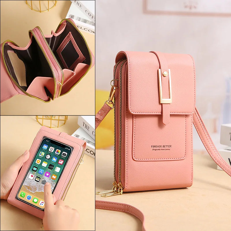 Mini PU Leather Women Shoulder Bag Crossbody Phone Purse Zipper Clut