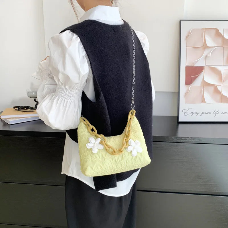 Nylon Flower Crossbody Bag Women's Handbag