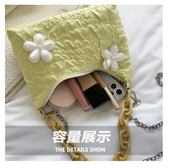Nylon Flower Crossbody Bag Women's Handbag