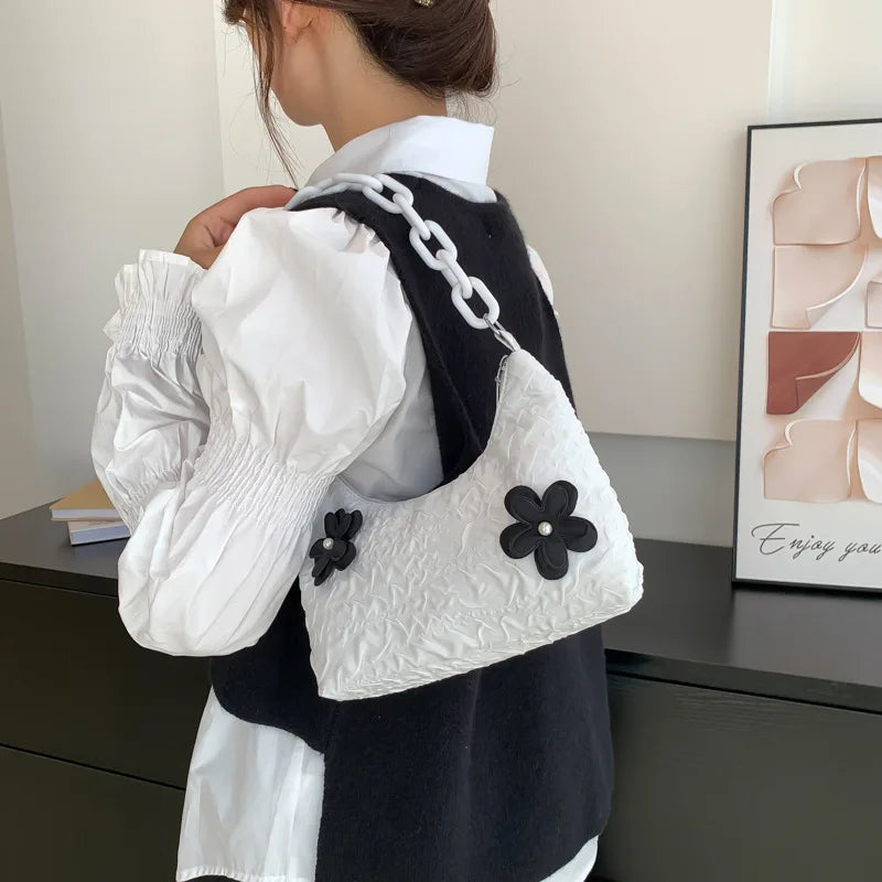 Nylon Flower Crossbody Bag Women's Handbag