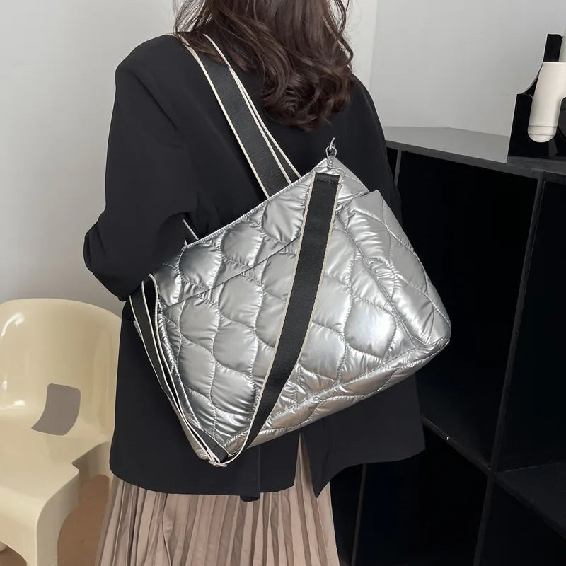 Nylon Women's Shoulder Bag Plaid Quilted Crossbody Handbag