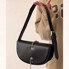 Tassel Crossbody Bag PU Leather Saddle Handbag