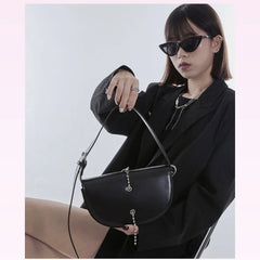 Tassel Crossbody Bag PU Leather Saddle Handbag
