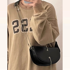 Tassel Crossbody Bag PU Leather Saddle Handbag