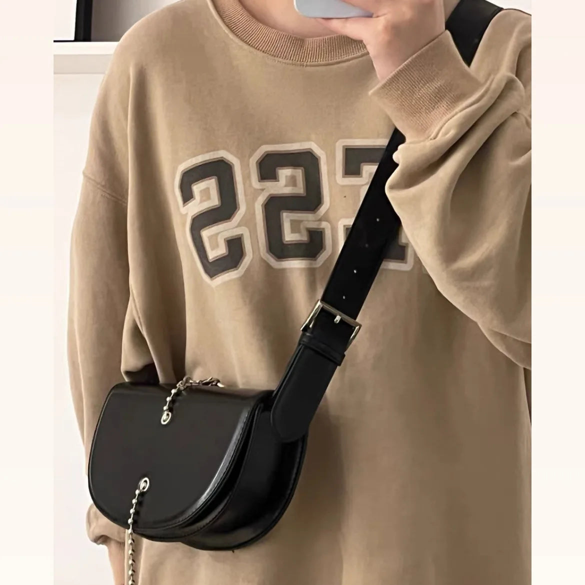 Tassel Crossbody Bag PU Leather Saddle Handbag