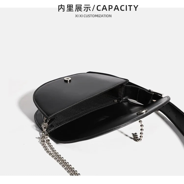 Tassel Crossbody Bag PU Leather Saddle Handbag