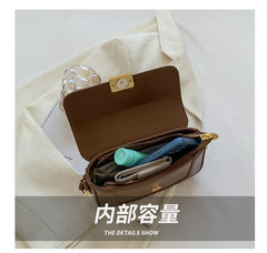 PU Leather Women's Shoulder Bag Retro Lock Crossbody Bag