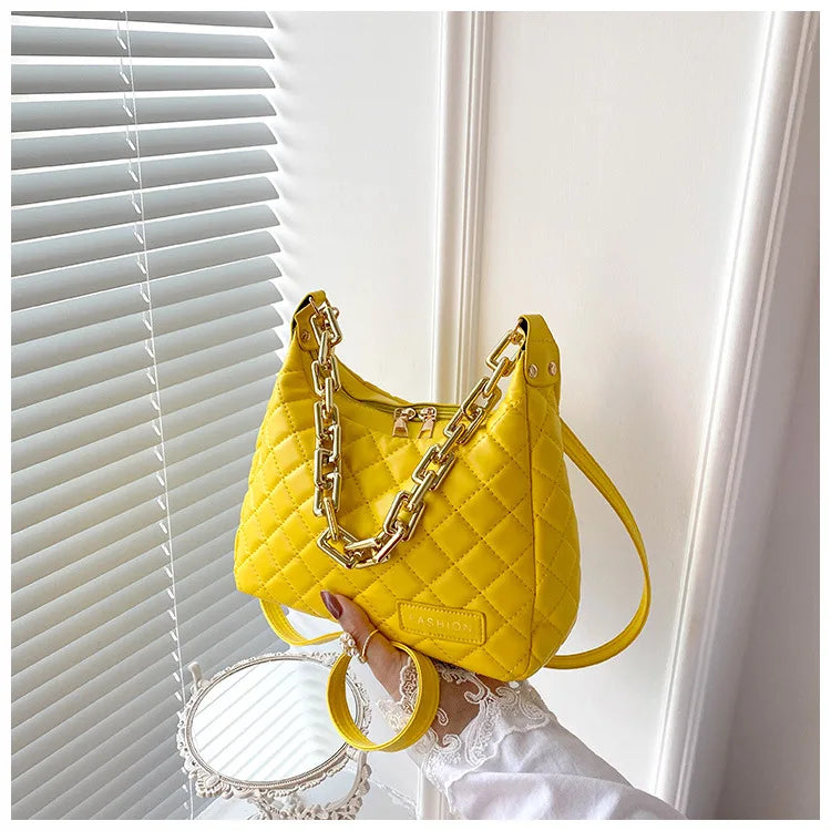 Plaid Quilted Women's Shoulder Bag Chain Crossbody Handbag