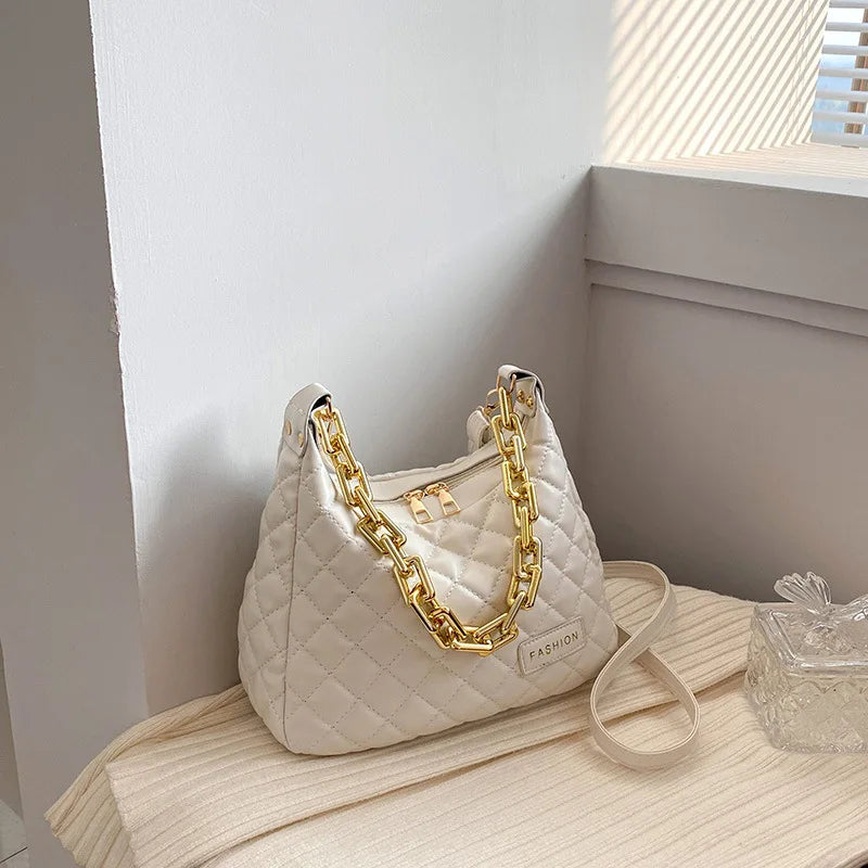 Plaid Quilted Women's Shoulder Bag Chain Crossbody Handbag