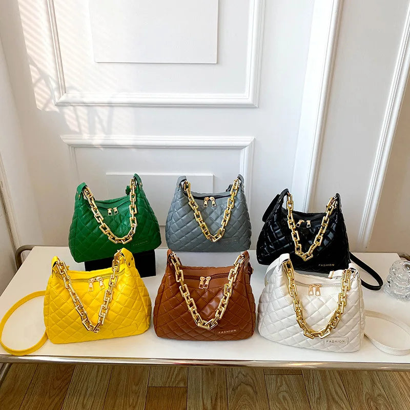 Plaid Quilted Women's Shoulder Bag Chain Crossbody Handbag