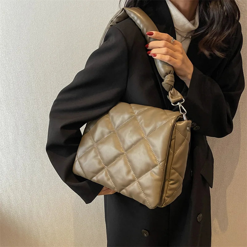 Plaid Quilted Shoulder Bag Crossbody Handbag