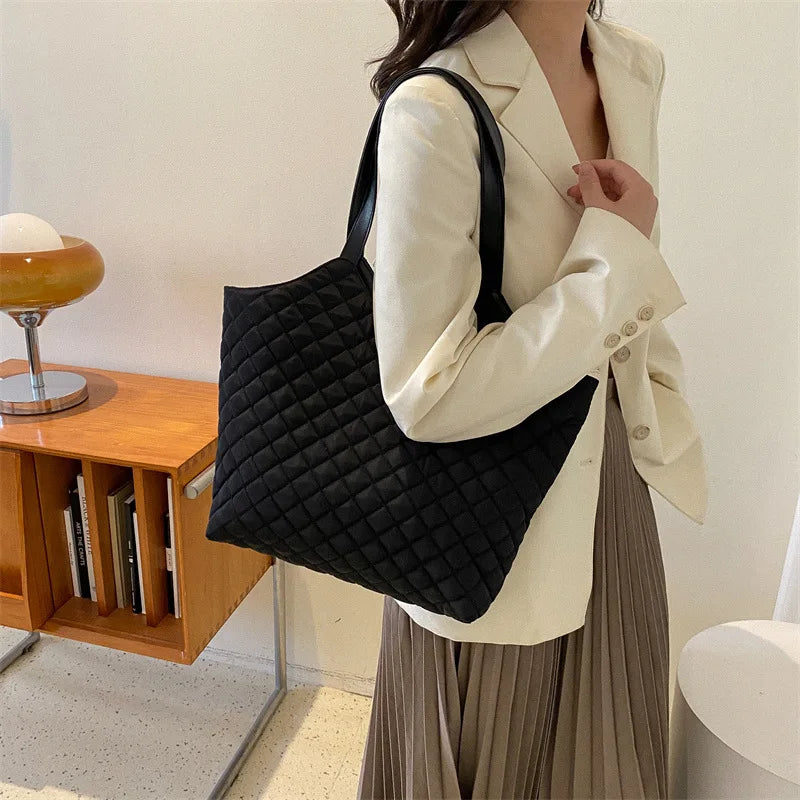 Quilted Padding Women's Shoulder Bag Crossbody Large Flap Handbag