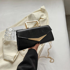 Snake Pattern Shoulder Bag Chain Crossbody Handbag Flap