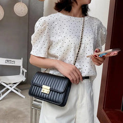 Stripe Printed Women's Shoulder Bag Chain Crossbody Handbag