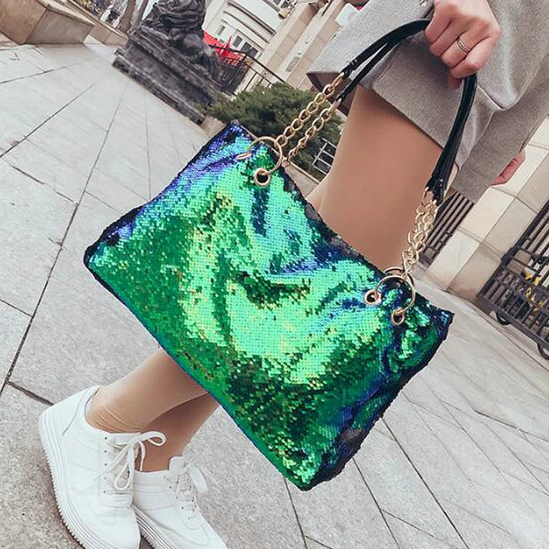 Sequin Bling Handbags - Large Multifunction Big Bag for Casual Shopping