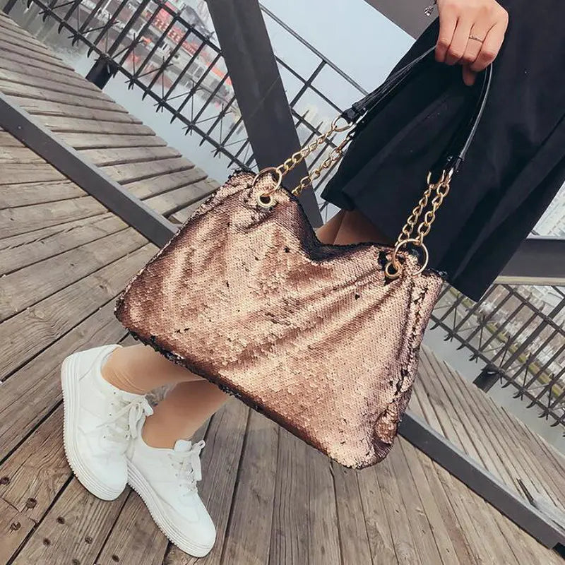 Sequin Bling Handbags - Large Multifunction Big Bag for Casual Shopping