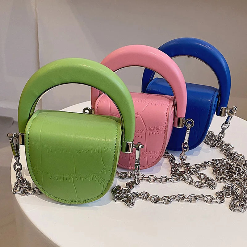 Women Pink Small Handbags Short Handle Clutches PU Leather Totes Bag