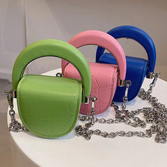 Women Pink Small Handbags Short Handle Clutches PU Leather Totes Bag