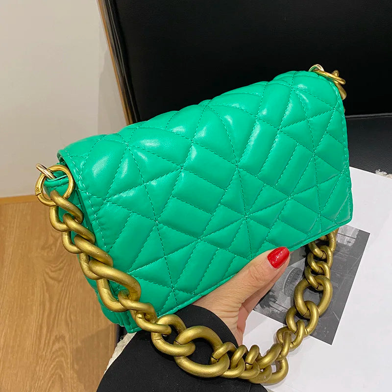 Green Chain Shoulder Bag Purses Handbag Armpit Bags