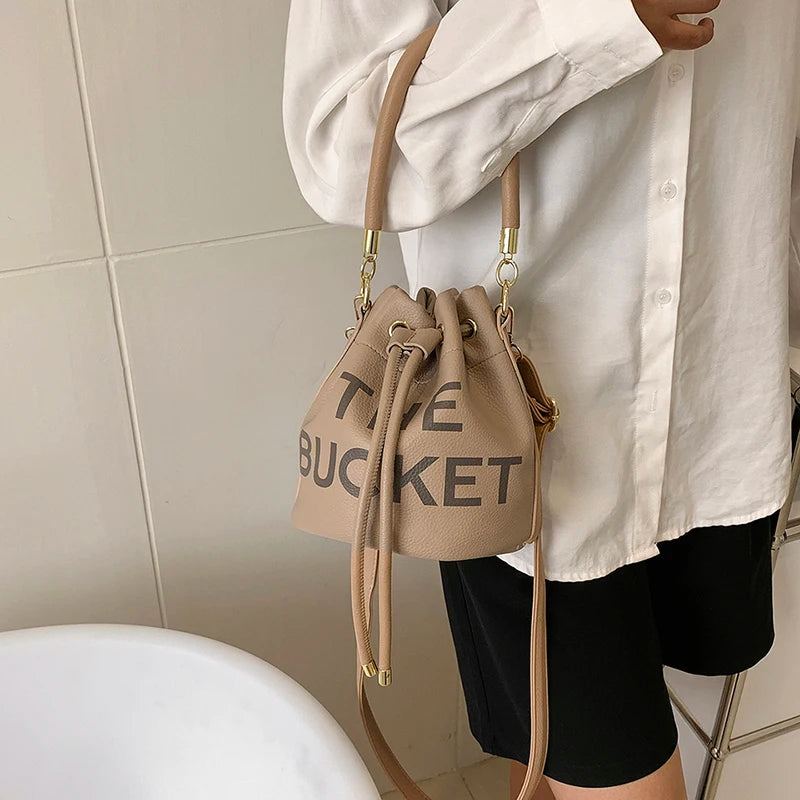 Drawstring Bucket Bag Women Shoulder Purse Handbag Crossbody