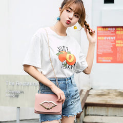 Big Lips Shoulder Bag for Women Stars Leather Change Purse Female