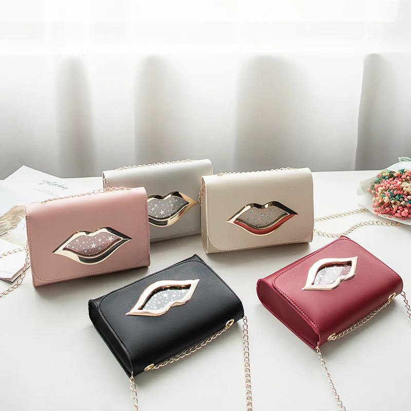 Big Lips Shoulder Bag for Women Stars Leather Change Purse Female