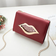 Big Lips Shoulder Bag Stars Leather Change Purse Women