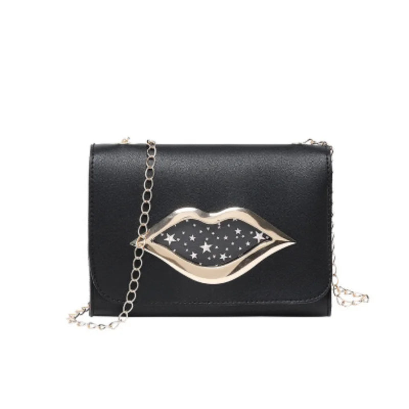 Big Lips Shoulder Bag Stars Leather Change Purse Women