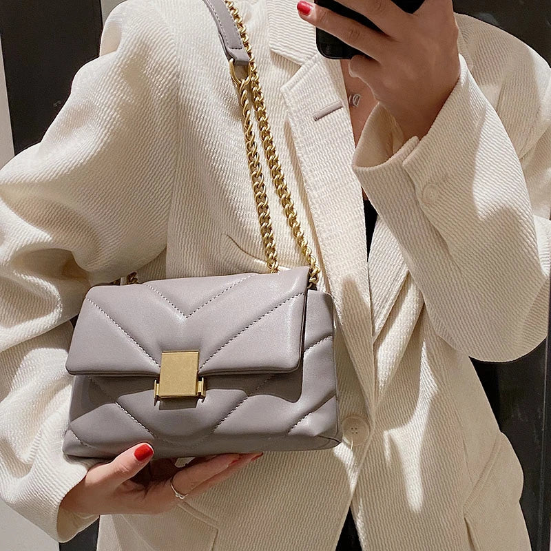 Square Flap Shoulder Bag Chain Crossbody Bag
