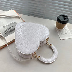 Heart Tote Bag Stone Pattern PU Leather Crossbody Bags Small Shoulder Bags