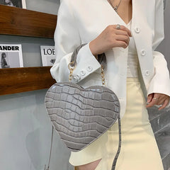 Heart Tote Bag Stone Pattern PU Leather Crossbody Bags Female Small Shoulder Bag