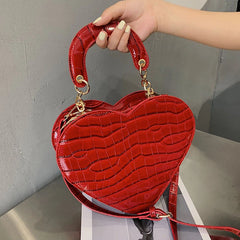 Heart Tote Bag Stone Pattern PU Leather Crossbody Bags Small Shoulder Bags